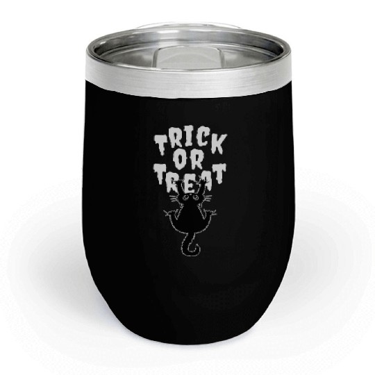 Black Cat Trick or Treat Chill Wine Tumblers
