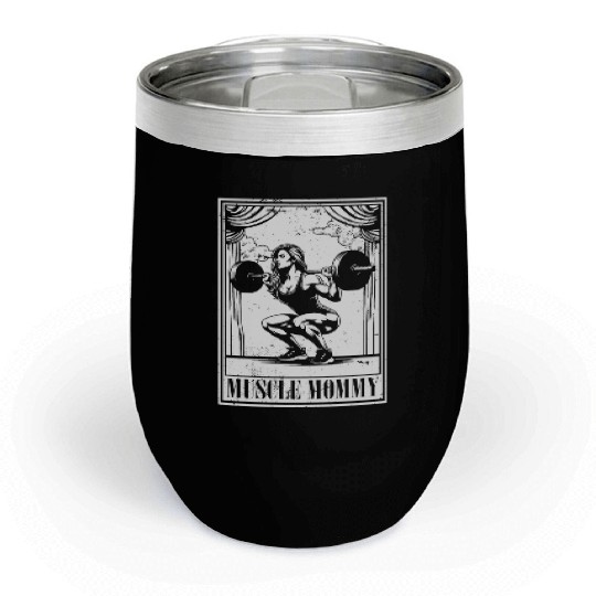 Tarot Cards Muscle Mommy Squatting Barbell Chill Wine Tumblers