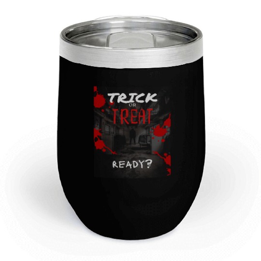 Trick or Treat Scary Guy in Train Graphic Chill Wine Tumblers