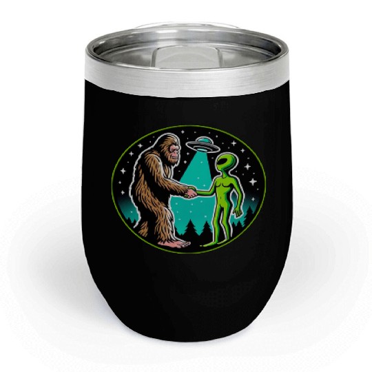 Bigfoot Alien Alliance - Funny Scifi Cryptid Chill Wine Tumblers