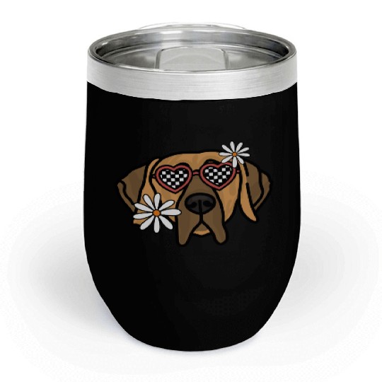 Great Dane Brown Retro Dog Chill Wine Tumblers