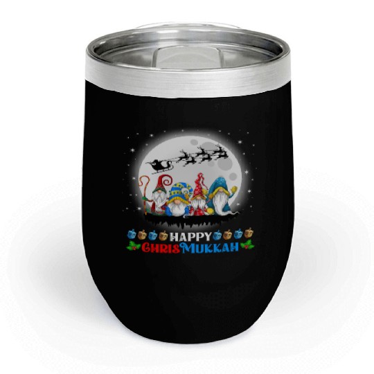 Happy Chrismukkah Gnomes Christmas Hanukkah Chill Wine Tumblers