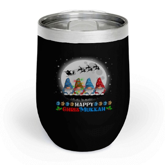 Happy Chrismukkah Gnomes Christmas Hanukkah Chill Wine Tumblers