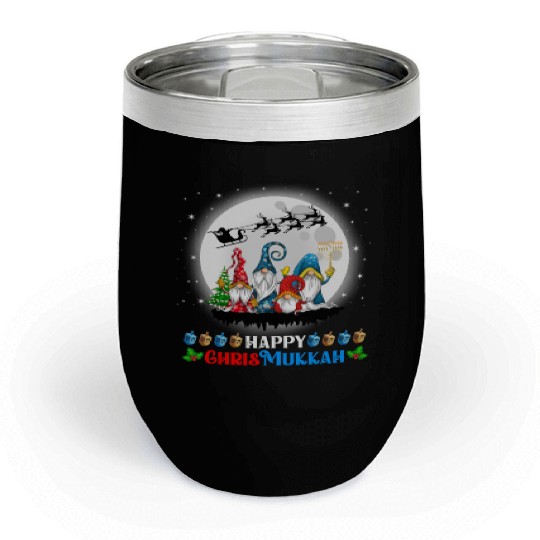 Happy Chrismukkah Gnomes Christmas Hanukkah Chill Wine Tumblers