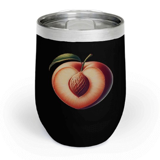 Peach in heart shape: beauty of fruit Chill Wine Tumblers