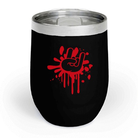 Heavy metal graffiti drop horn finger hand gesture Chill Wine Tumblers