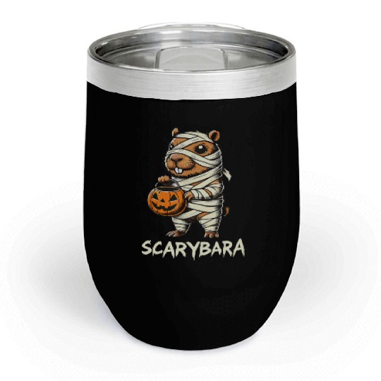 Cute Capybara Mummy Trick or Treat Halloween Chill Wine Tumblers