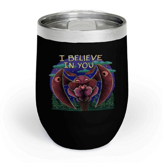 The Mothman Cryptid believe in you cute creature Chill Wine Tumblers