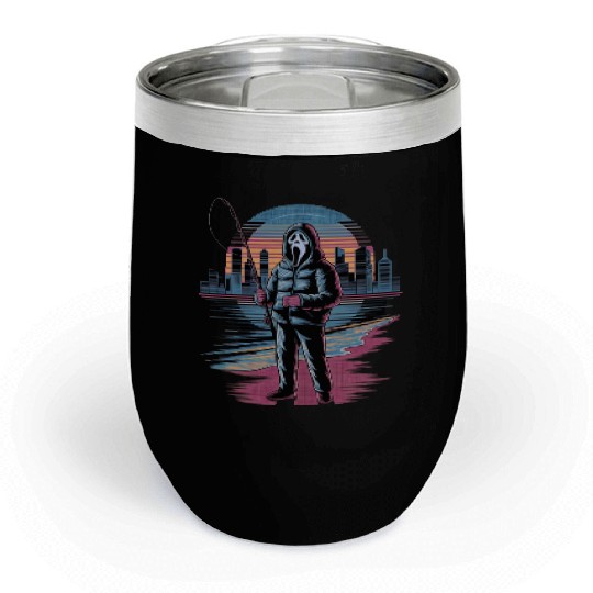 Horror City Skyline Vaporwave Art Halloween Chill Wine Tumblers