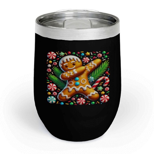 Dabbing Gingerbread Cookie Christmas Fun Chill Wine Tumblers