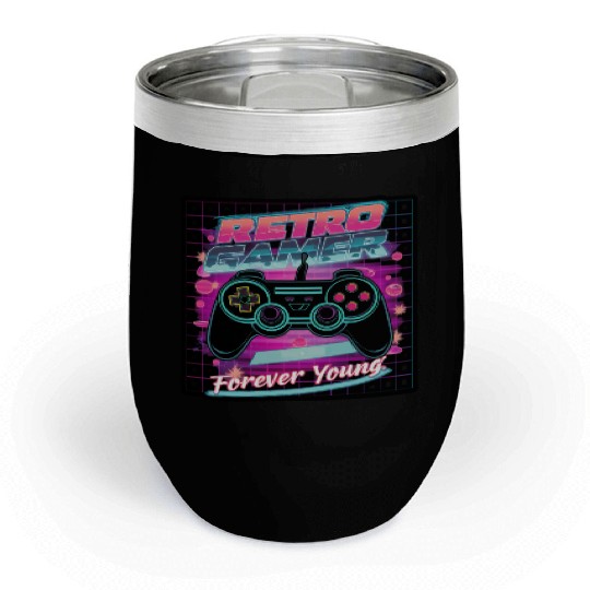 Retro Gamer Forever Young 01 sticker Chill Wine Tumblers