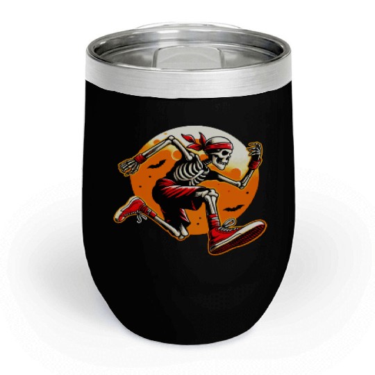 Running Skeleton Sunset - Cool Urban Streetwear Chill Wine Tumblers