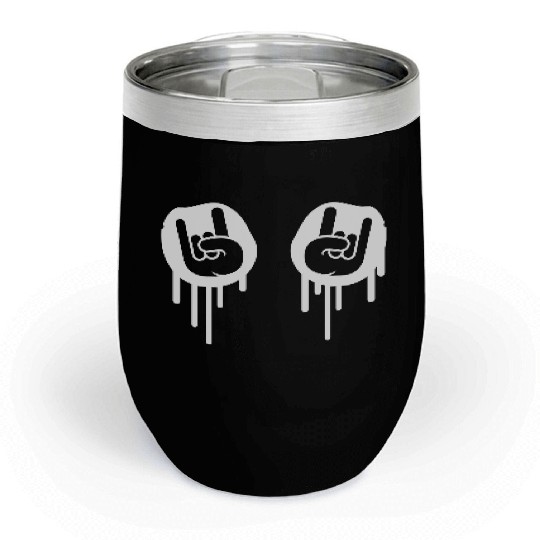 Heavy metal graffiti drop horn finger hand gesture Chill Wine Tumblers