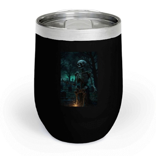 Rising Skeleton in the Graveyard Chill Wine Tumblers