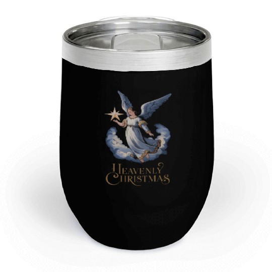 Heavenly Christmas Angel with Star Holiday Art Chill Wine Tumblers