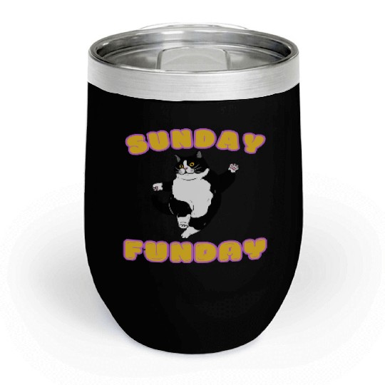 Sunday Funday cat lover gift Chill Wine Tumblers