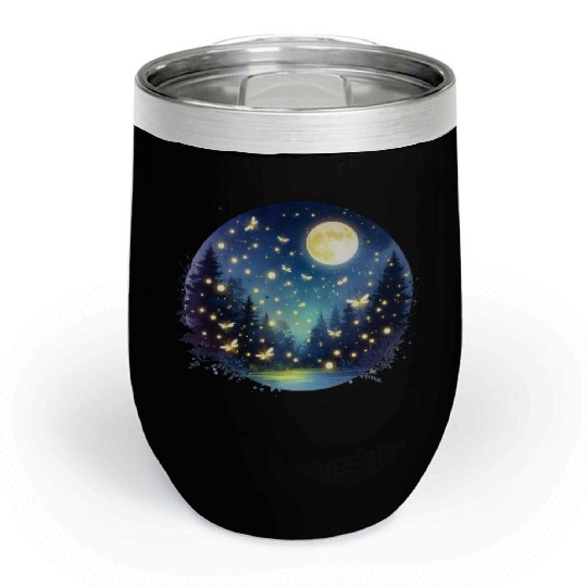 Moonlit Fireflies Chill Wine Tumblers