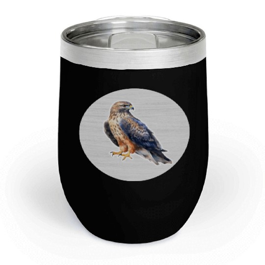 Hawk Watercolor Drawing Chill Wine Tumblers