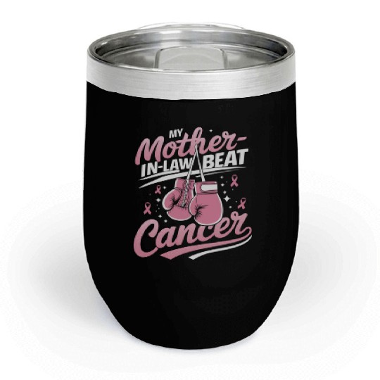 My Mother-In-Law Beat Cancer Breast Cancer Chill Wine Tumblers