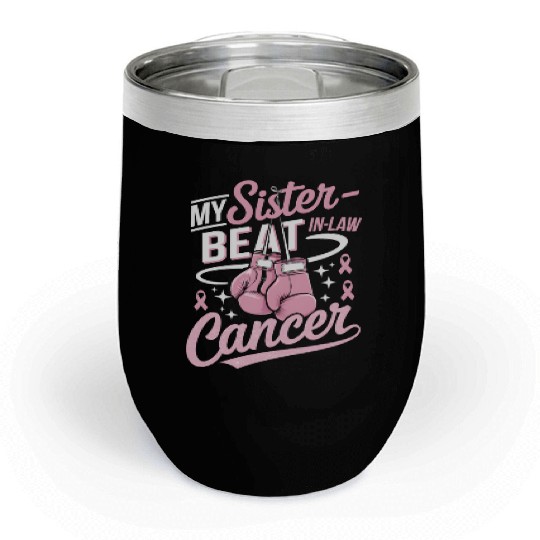 My Sister-In-Law Beat Cancer Breast Cancer Chill Wine Tumblers