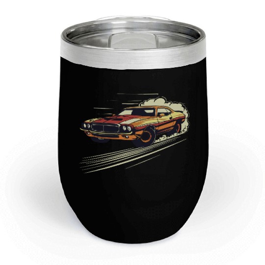 Classic Muscle Car in Action Chill Wine Tumblers