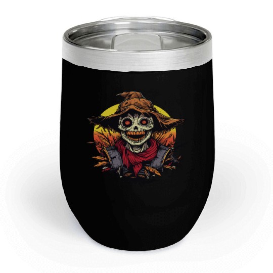 Cartoon Horror Scarecrow Chill Wine Tumblers