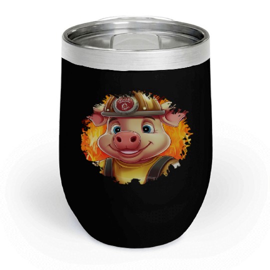 Pig Firefighter Chill Wine Tumblers