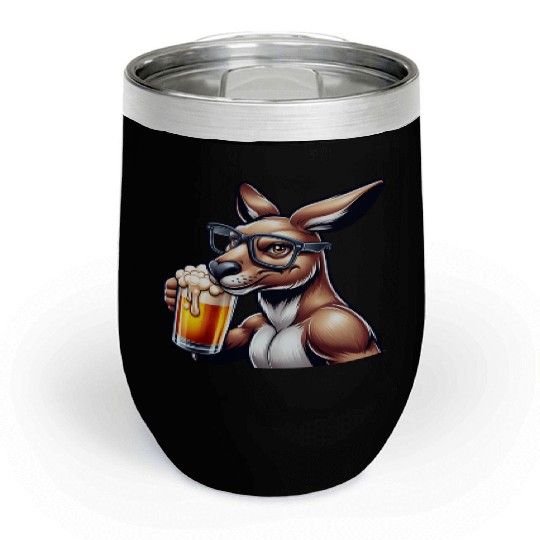 Kangaroo with Glasses Drinking Beer Chill Wine Tumblers