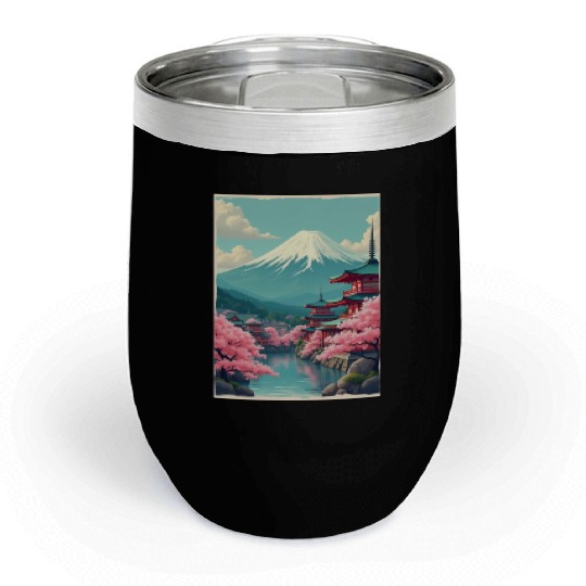 Serenity Beneath Mount Fuji Chill Wine Tumblers
