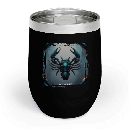 Zodiac sign Scorpio in cyberpunk era Future Chill Wine Tumblers