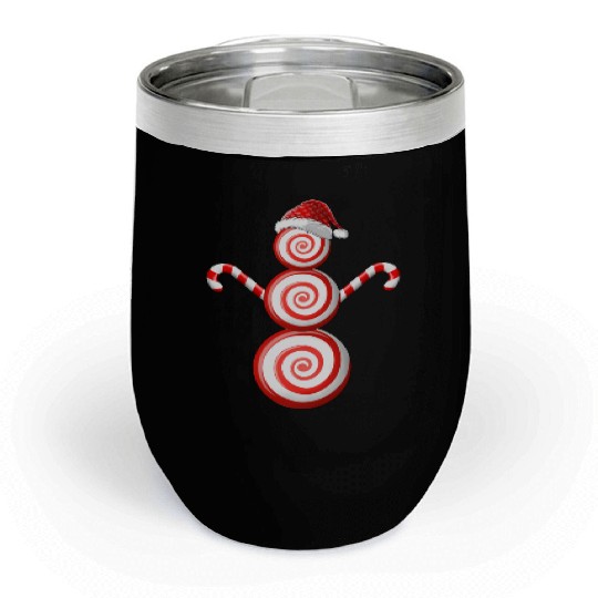 Funny Christmas Chill Wine Tumblers Peppermint Candy Snowman