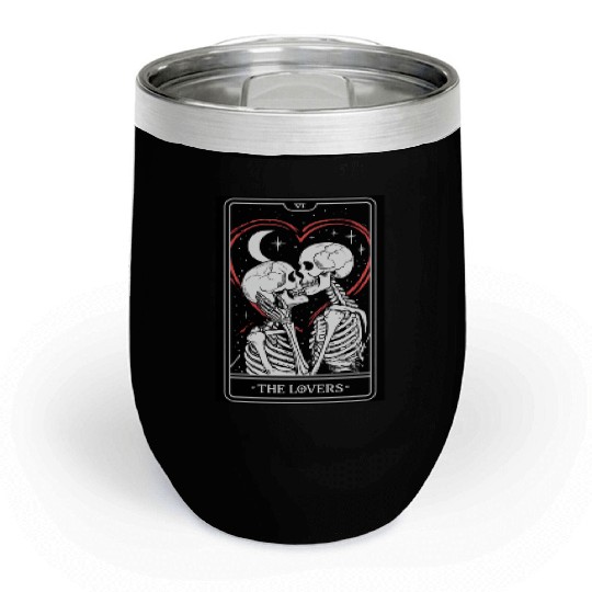 Gothic Line Art Of The Lovers Tarot Card Chill Wine Tumblers