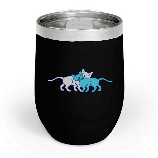 2 Happy Cats Friends Team Two Cuddling Love Couple Chill Wine Tumblers