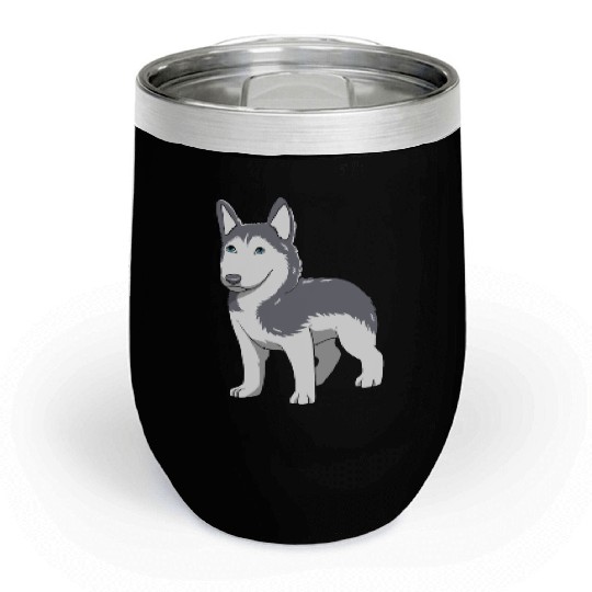 Dog Lover Cute Siberian Husky Puppy Chill Wine Tumblers