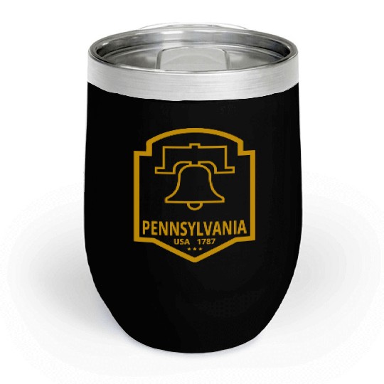 Vintage Pennsylvania Emblem with Liberty Bell Chill Wine Tumblers