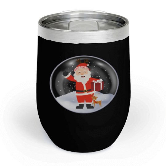 Santa’s Joy: Christmas Snow Globe Chill Wine Tumblers
