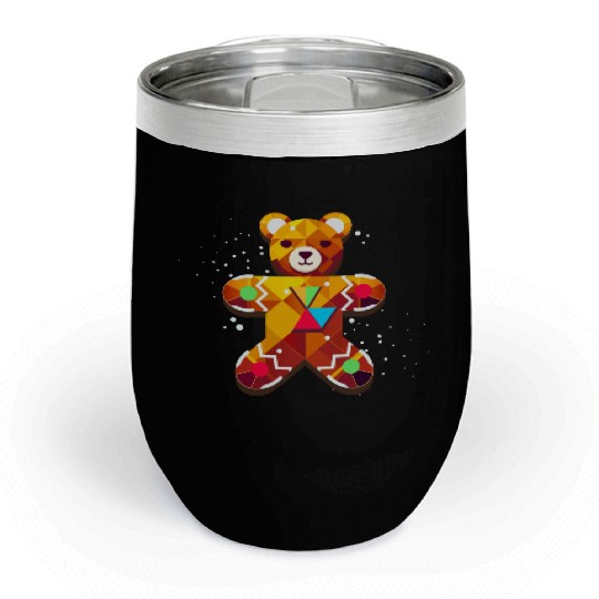 cute gingerbread bear - festive christmas design Chill Wine Tumblers