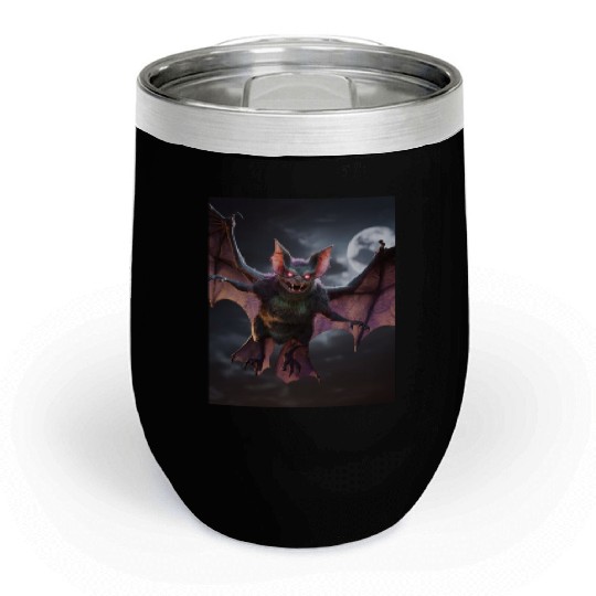 monster zombie bat glowing red eyes halloween Chill Wine Tumblers