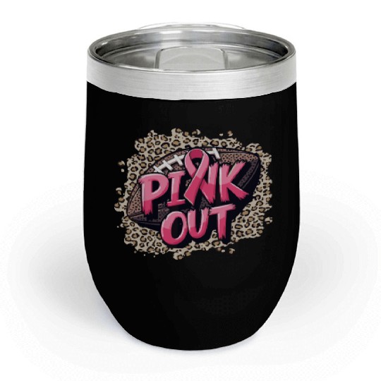 Pink Out Breast Cancer Football Coquette Bow Mom Chill Wine Tumblers