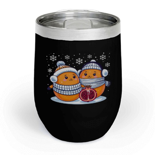 Cozy Winter Fruits: Oranges & Pomegranate Chill Wine Tumblers