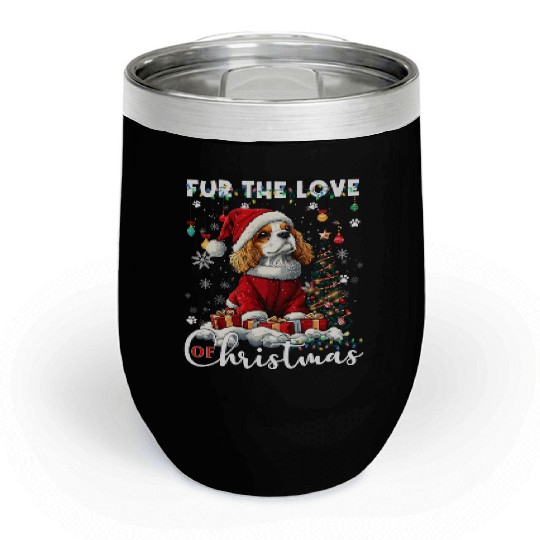 Cavalier King Charles Spaniel Christmas Tree Dog Chill Wine Tumblers