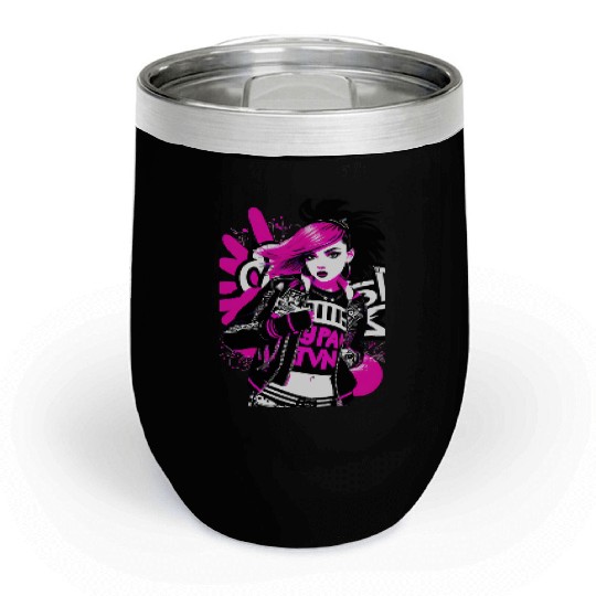 Urban Punk Street Art with Neon Pink Accents Chill Wine Tumblers