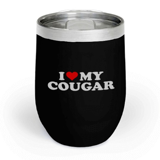 I Love Cougars Cougar Humor Valentine's Day 3BK1 Chill Wine Tumblers