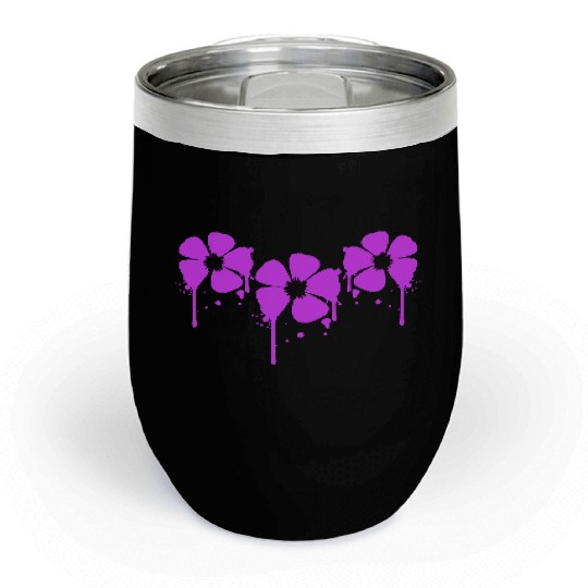 Flowers Pink Graffiti Drop Spray Spring Summer Fun Chill Wine Tumblers