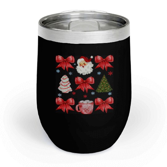 Vintage Christmas Pattern Chill Wine Tumblers