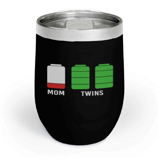 Funny Birthday Mama Twin Mom Low Battery Chill Wine Tumblers