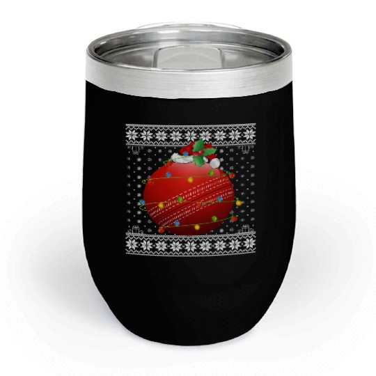Cricket Player Ugly Christmas Chill Wine Tumblers