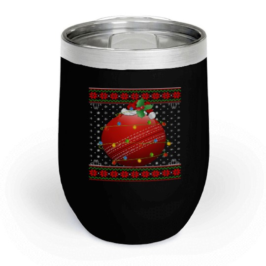Cricket Player Christmas Chill Wine Tumblers