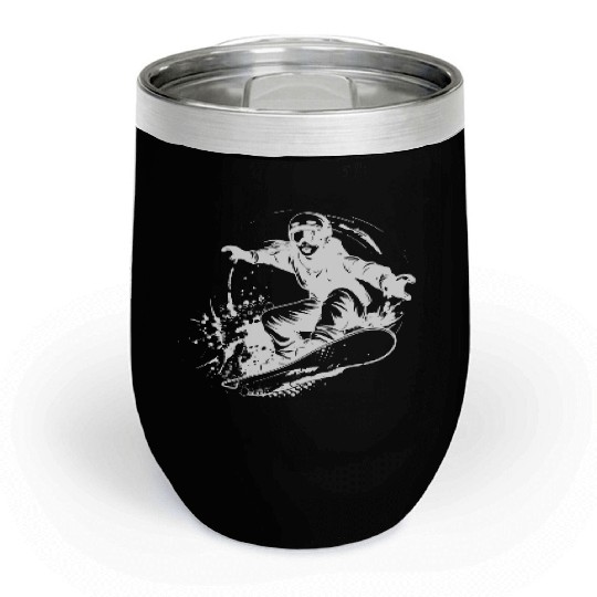 Snowboarding Girl Sketch Chill Wine Tumblers