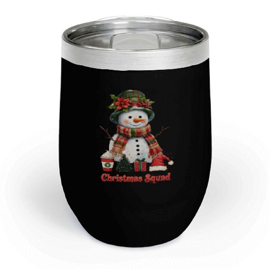 Snowman Christmas Family Gathering Chill Wine Tumblers